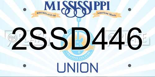 2SSD446 Mississippi License Plate