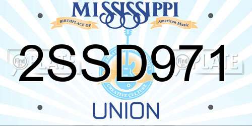 2SSD971 Mississippi License Plate