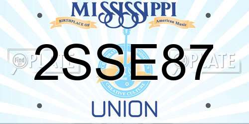 2SSE87 Mississippi License Plate