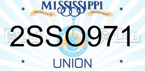 2SSO971 Mississippi License Plate