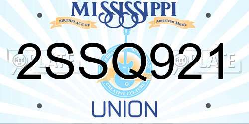 2SSQ921 Mississippi License Plate