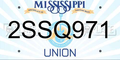 2SSQ971 Mississippi License Plate