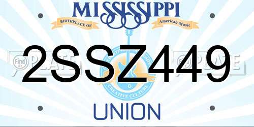 2SSZ449 Mississippi License Plate