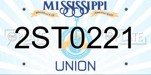 2ST0221 Mississippi License Plate