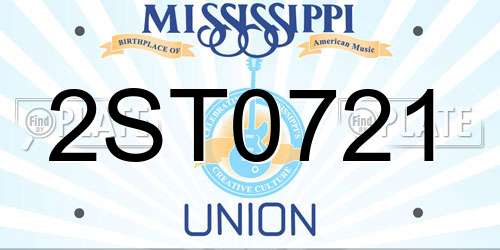 2ST0721 Mississippi License Plate