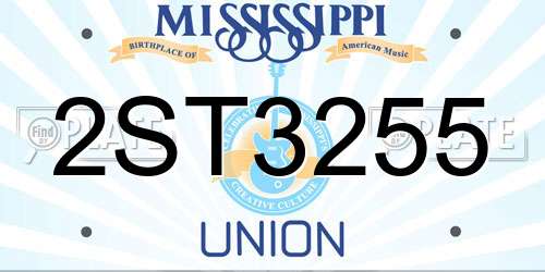 2ST3255 Mississippi License Plate