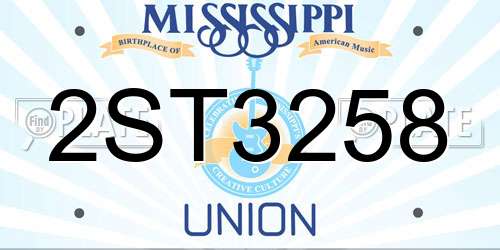 2ST3258 Mississippi License Plate