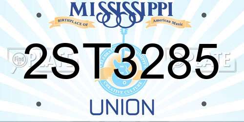 2ST3285 Mississippi License Plate