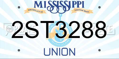 2ST3288 Mississippi License Plate