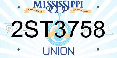 2ST3758 Mississippi License Plate