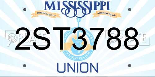 2ST3788 Mississippi License Plate