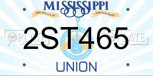 2ST465 Mississippi License Plate