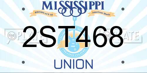 2ST468 Mississippi License Plate