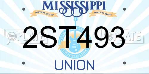 2ST493 Mississippi License Plate