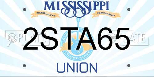 2STA65 Mississippi License Plate