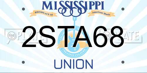 2STA68 Mississippi License Plate