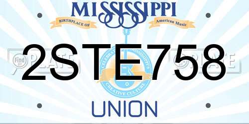2STE758 Mississippi License Plate