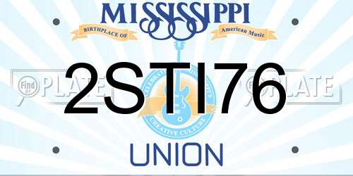 2STI76 Mississippi License Plate