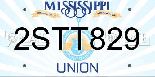 2STT829 Mississippi License Plate