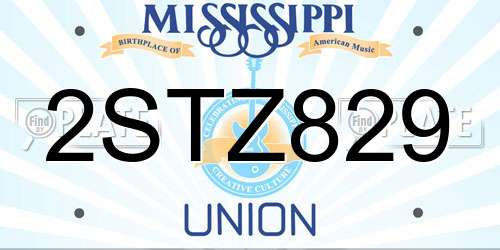 2STZ829 Mississippi License Plate