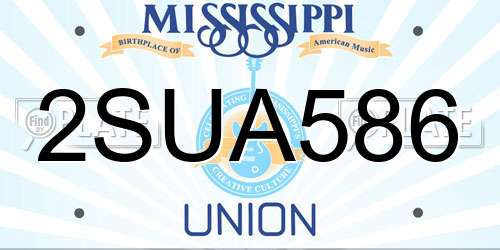 2SUA586 Mississippi License Plate