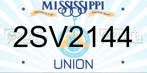 2SV2144 Mississippi License Plate