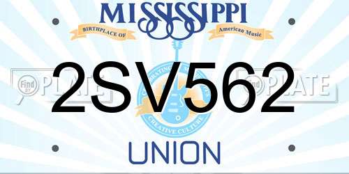 2SV562 Mississippi License Plate