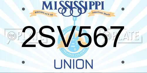 2SV567 Mississippi License Plate
