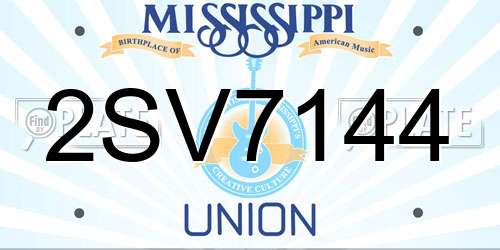 2SV7144 Mississippi License Plate