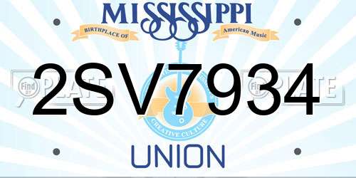 2SV7934 Mississippi License Plate