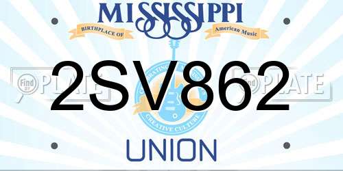 2SV862 Mississippi License Plate