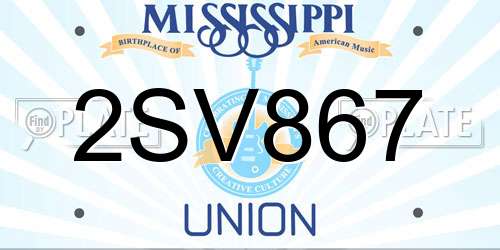 2SV867 Mississippi License Plate