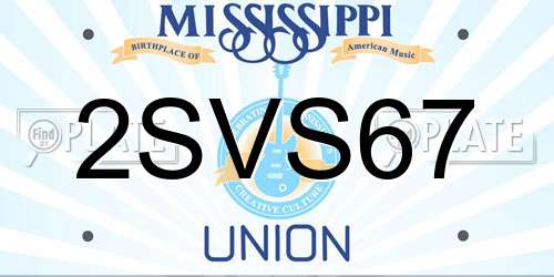 2SVS67 Mississippi License Plate