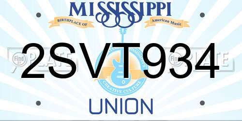 2SVT934 Mississippi License Plate