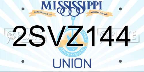2SVZ144 Mississippi License Plate