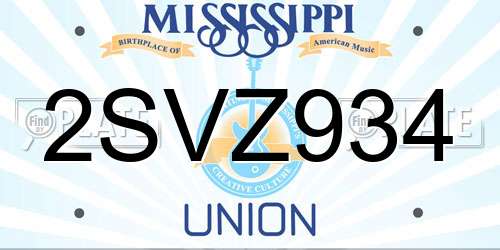 2SVZ934 Mississippi License Plate