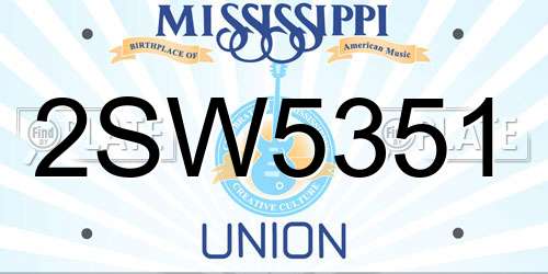2SW5351 Mississippi License Plate