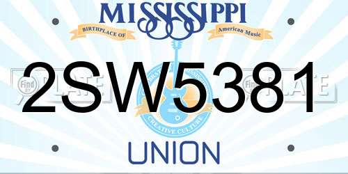 2SW5381 Mississippi License Plate