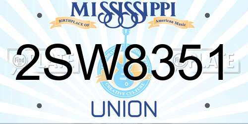 2SW8351 Mississippi License Plate