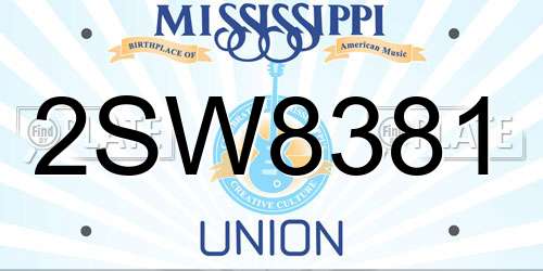 2SW8381 Mississippi License Plate