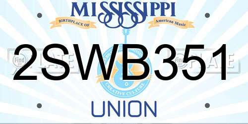 2SWB351 Mississippi License Plate