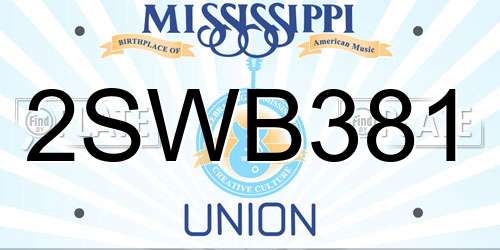 2SWB381 Mississippi License Plate