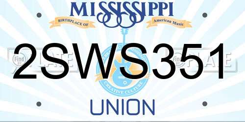 2SWS351 Mississippi License Plate