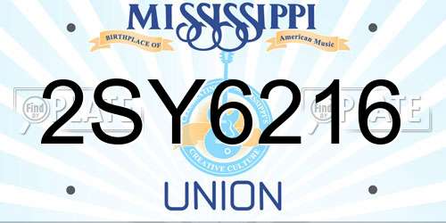 2SY6216 Mississippi License Plate