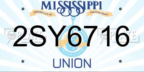 2SY6716 Mississippi License Plate