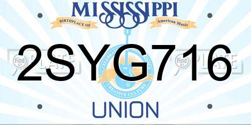 2SYG716 Mississippi License Plate