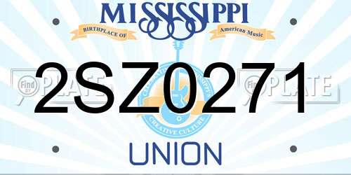 2SZ0271 Mississippi License Plate