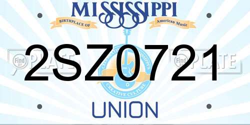 2SZ0721 Mississippi License Plate