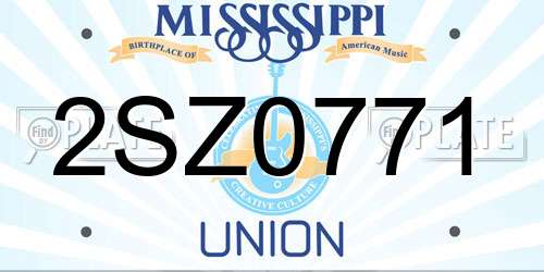 2SZ0771 Mississippi License Plate