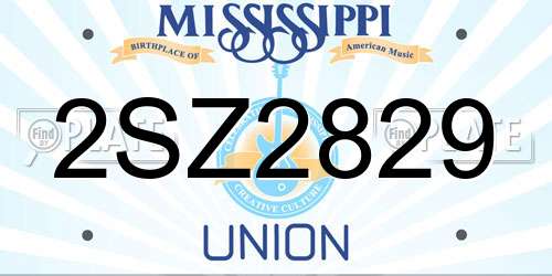 2SZ2829 Mississippi License Plate